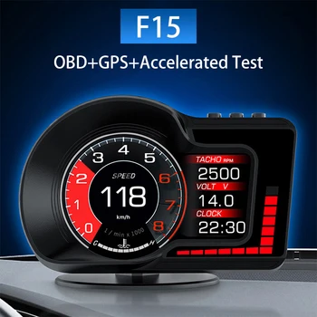 F15 HUD OBD Head Up Display Autó GPS Sebességmérő Víz&Olaj Hőmérséklete RPM Autó Szelvények fordulatszám-túllépés Fáradtság Vezetés Emlékeztető, Autó Tartozékok