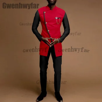 Gwenhwyfar az Új Varrás Férfi Luxus Kabát, 2 Db Üzleti Stílus Jelmezek, Férfi Öltöny Szett Teljes Férfi Öltöny(Kabát+Nadrág)