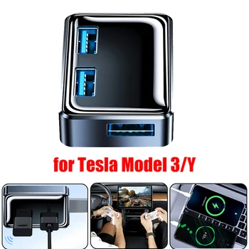Intelligens HUB Dokkoló Állomás 3 USB3.0 Port Kesztyűtartóban USB Hub Plug and Play hőelvezetés Tesla Model 3-Y Tartozékok