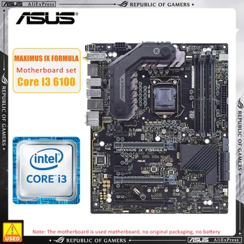intel Z270 Alaplap kit ASUS ROG MAXIMUS IX KÉPLET +I3 6100 processzor LGA 1151 PCI-E 3.0 USB3.1 DDR4 64 GB 2×M. 2 USB3.1 ATX