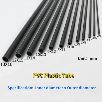 2db Hossz 500mm Fekete PVC Műanyag Cső OD 5~16 mm-es Vékony, Kemény Csövet Kis Víz Cső Kis Átmérőjű Üreges Cső, Huzal