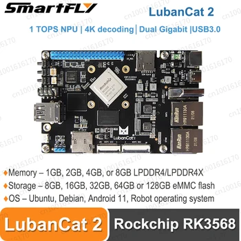 Smartfly LubanCat 2 Rockchip RK3568 SBC fejlesztési tanács 1TOPS NPU Dual Gigabit támogatja az Ubuntu, Debian, Android OS