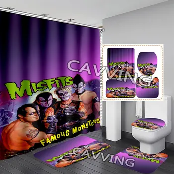 A misfits 3D Nyomtatott zuhanyfüggöny Vízálló Fürdőszoba Függöny csúszásgátló Szőnyeg Szett Wc Szőnyeg K03