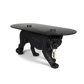 Fény Luxus Leopárd Tea Asztal Modern Minimalista Kreatív Edzett Üveg Dohányzóasztal Háztartási