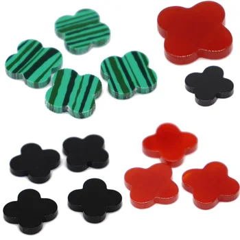 5DB/sok Malachit Fekete Vörös Achát négylevelű Lóhere Gyöngyök készítésére alkalmas ékszerek, nyakláncok/medálok/karkötő/fülbevaló