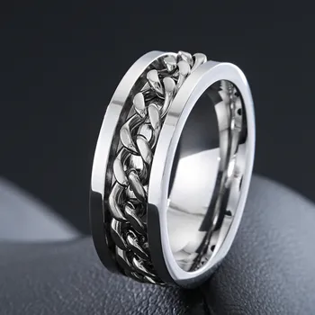 Modyle Ezüst Szín Rozsdamentes Acélból készült Forgatható Férfi Esküvői Gyűrű Magas Minőségű Tárcsa Lánc Rotable Gyűrűk Női Férfi Ékszerek