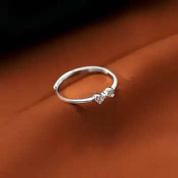 Gyönyörű Ezüst Színű, Masni Ujj Gyűrű Egyszerű Cirkon Bowknot Gyűrű Állítható Esküvő Ajándék Ékszer a Nők, Lányok