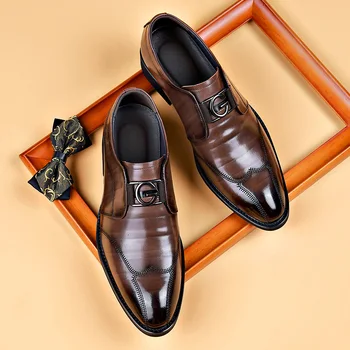 A férfiak Hivatalos Bőr Cipő Üzleti Alkalmi Lélegző Monk Shoes Férfi, Hegyes Toe Brit Kézzel készített Minőségi Oxford Cipő