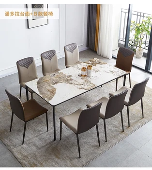 Nagyon egyszerű lappal asztal, szék kombináció háztartási alumínium ötvözet étkező asztal étterem fény extravagáns márvány
