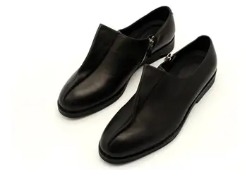 Új valódi bőr zip alkalmi cipő férfi kézzel készített Nubuk Bőr a divat, tömör fekete férfi cipő