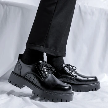 Luxus Platform Naplopók Bőr Cipő Férfi Tervező High-end Minőségű Férfi Cipő Fekete Férfi öltöny Ruhát, Oxford,