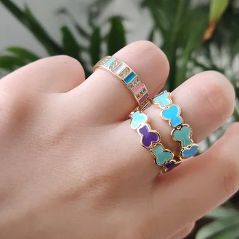 Évjárat Pillangó Gyűrű A Nők Aranyos Állat Színes Zománc Geometriai Állítható Ujj Gyűrű, Ékszerek, Ajándék Bohém Femme