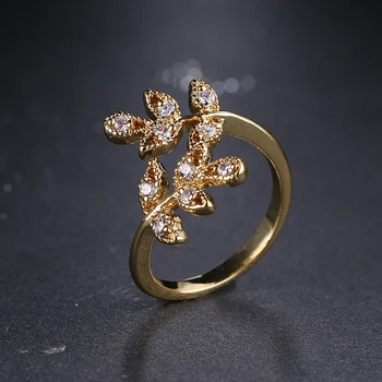 Emmaya Divat Olcsó Virág Gyűrű Luxus Arany Színű AAA Cirkon Ujj Gyűrű A Nők Állítható Ékszerek Fél