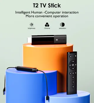 A Smart TV Stick T2 4K HD Bluetooth-5 Android 11 Android TV Box 2.4 G WIFI 2G 16G S905W2 KAR g31 jelű MP2 GPU H. 265 Media Player Top Box