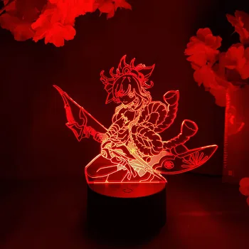 Genshin Hatása a Játékot Yoimiya 3D Éjjeli Lámpa Király Születésnapi Ajándékok Barátok, Játék Szoba, Asztal Színes Dekor RGB LED asztali Lámpa