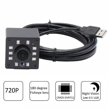 ELP 720P HD nagylátószögű Térfigyelő rendszert USB-Kamera Halszem objektív CMOS OV9712 Mini doboz, IR LED USB Kamera IR Pass Filter