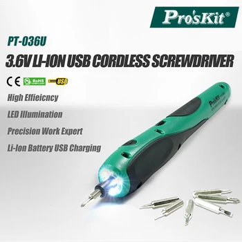 Pro'skit PT-036U USB-s Lítium Akkumulátor, Elektromos Fúró, Csavarhúzó, Újratölthető, Vezeték nélküli Elektromos Csavarhúzó Javítása Kézi Szerszámok