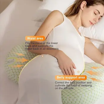 Pamut Terhességi Párna Többfunkciós U-alakú Leválasztható Alvó Párna Állítható Derék Párna Terhes