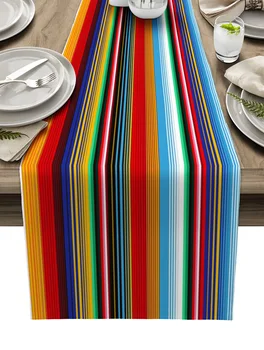 Színes, Mexikói Csíkos Asztali Futó Haza Esküvői Asztal Zászló Mat Asztal Asztali Dísz Dekoráció Parti Étkezési Hosszú Terítő