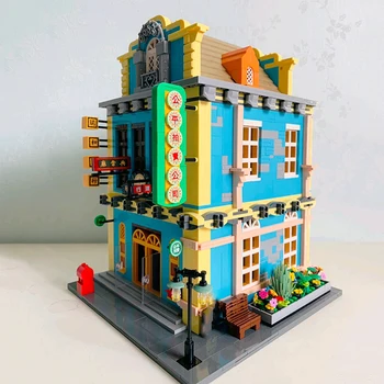 3D-s Modell DIY Mini Blokk Tégla Épület A Kínai Köztársaság Korszak Építészeti Bank Aukciós Ház Zálogház Játék a Gyerekek számára