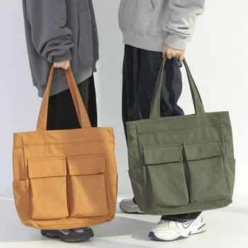 Retro vászon táska, nagy kapacitású kézitáska Egyetlen válltáska férfiak, mind a nők hétköznapi táskában hordozható tároló
