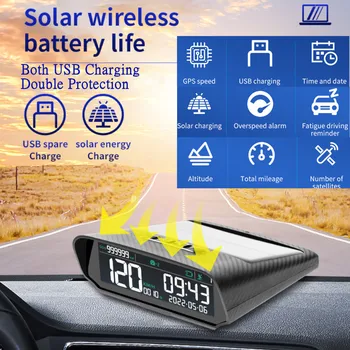 HD X100 Napelemes Autó GPS HUD Sebességmérő, Head-up Kijelző LCD Kijelző Szélvédő Projektor tengerszint feletti Magasság Sebesség Riasztás Autó Elektronika