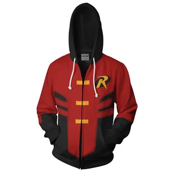 Cosplay Teen Titans Go Cipzáras Kapucnis Pulcsit Férfi Női Kapucnis Pulóver Maximum Robin Kosztüm Kabát Felsők Kabátok