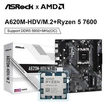 Új AMD Kit Ryzen 5 7600 Prosesor CPU + ASRock A620M-HDV/M. 2 Új Alaplap Micro-ATX a620 típusú DDR5 AM5 Alaplapok Kit placa mae