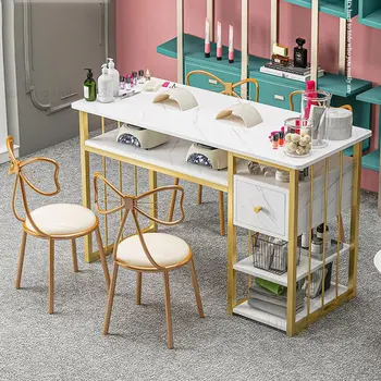 A Modern kozmetika Profi Manikűr Asztal Egyszerű Köröm Asztalok, Székek, Állítsa be a Japán Fény Luxus Dupla Manikűr Asztal