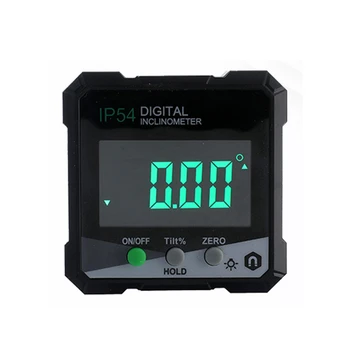 1db Fekete Műanyag IP54 Elektronikus Digitális Inclinometer Szögmérő Szög Nyomtávú Lejtőn Mérő Skála
