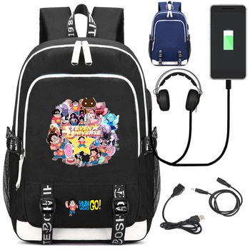 Steven Univerzum USB töltés mochila Hátizsák, Kristály, Drágakő, iskola táska, Szabadidő Napi bagpack Utazó táska sport táskák