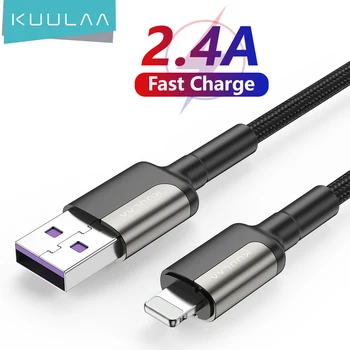 KUULAA USB Kábel Villám 2.4 Gyors Töltő Kábel iPhone 14 13 12 11 Pro Max Xs X 8 7 Plus Vezeték USB-töltőkábellel