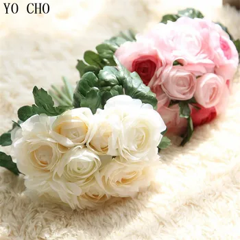 YO CHO művirágok Selyem virág Európai Ősszel Élénk Bazsarózsa Hamis Levél Esküvői Haza, Party Dekoráció, Irodai Kert, Dekoráció