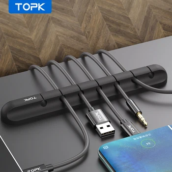 TOPK L16 Szilikon USB-Kábel Winder Asztali Kábel szervező Menedzsment Többcélú Klipek Kábelek Védő Vezetékes fejhallgató