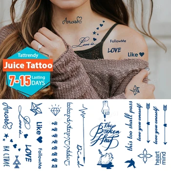 Lé Tinta Tartós, Vízálló Ideiglenes Tetoválás Matrica szívverés Levelet Toll Madár Flash Kék Tetoválás Body Art Hamis Tatto Nők