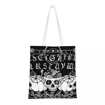 Haloween Ouija Tábla Boszorkányság Bevásárlás Táskák Vászon Vásárló Váll Tote Bags Nagy Kapacitás Tartós Okkult Táska