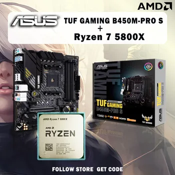 ÚJ AMD Ryzen 7 5800X R7 5800X Cpu + ASUS TUF JÁTÉK B450M PRO-S Micro-ATX B450M Alaplap Nélkül Hűtő