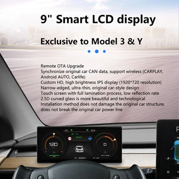 9In HD Érintőképernyő HUD A Tesla Modell 3 Modell Y 2017-2023 Carplay Android AUTOMATIKUS Bluetooth Wifi(Az AMD Ryzen+ Atom)