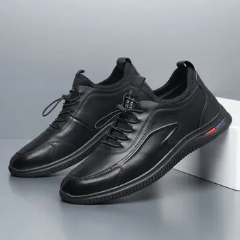 Új Férfi Cipő Valódi Bőr Alkalmi Cipő Utcai Kényelmes Cipők Szabadidő Kényelmes Sport Stílus Bőr Cipő