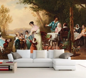 beibehang saját háttérképet a nyugati klasszikus karakter olajfestmény családi hálószoba, nappali, TV háttér cucc de parede
