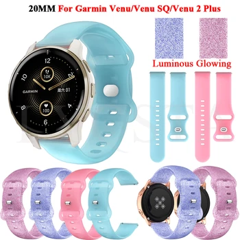 20mm Luminou Világító Szilikon Watchband A Garmin Venu SQ/Venu2 Plusz Vivoactive 3 Starp Smartwatch Zenekar Csere Csukló Karkötő