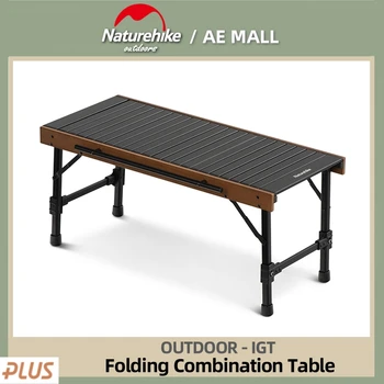 Naturehike IGT Kombinációs Táblázat Kerti Összecsukható Kemping Asztal Piknik Grill Alumínium Fa Asztal Főzés Bútor Asztal